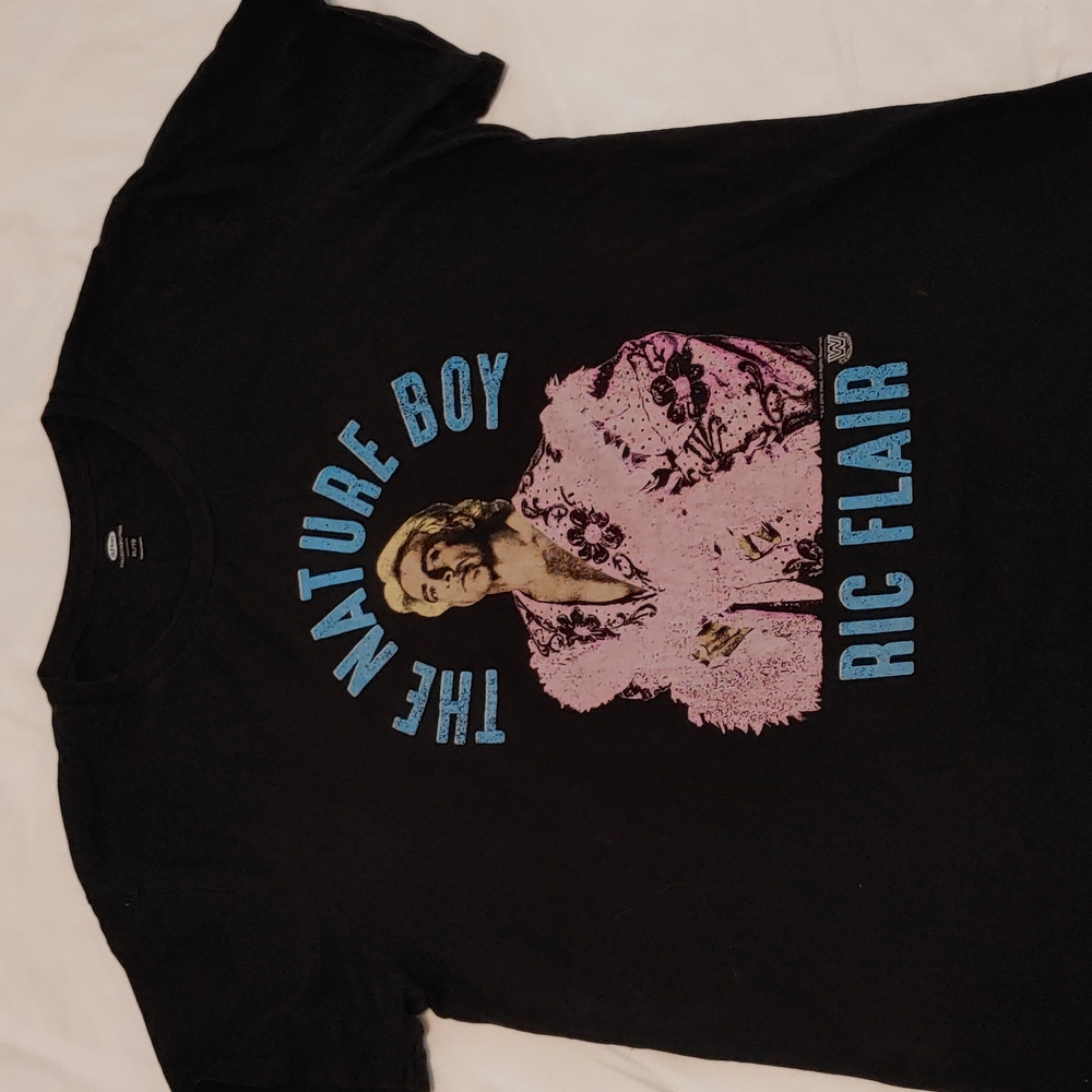 Woooo! Nature Boy Rick Flair t-shirt, Sz L, black with great graphics
